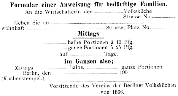 Formular einer Anweisung für bedürftige Familien